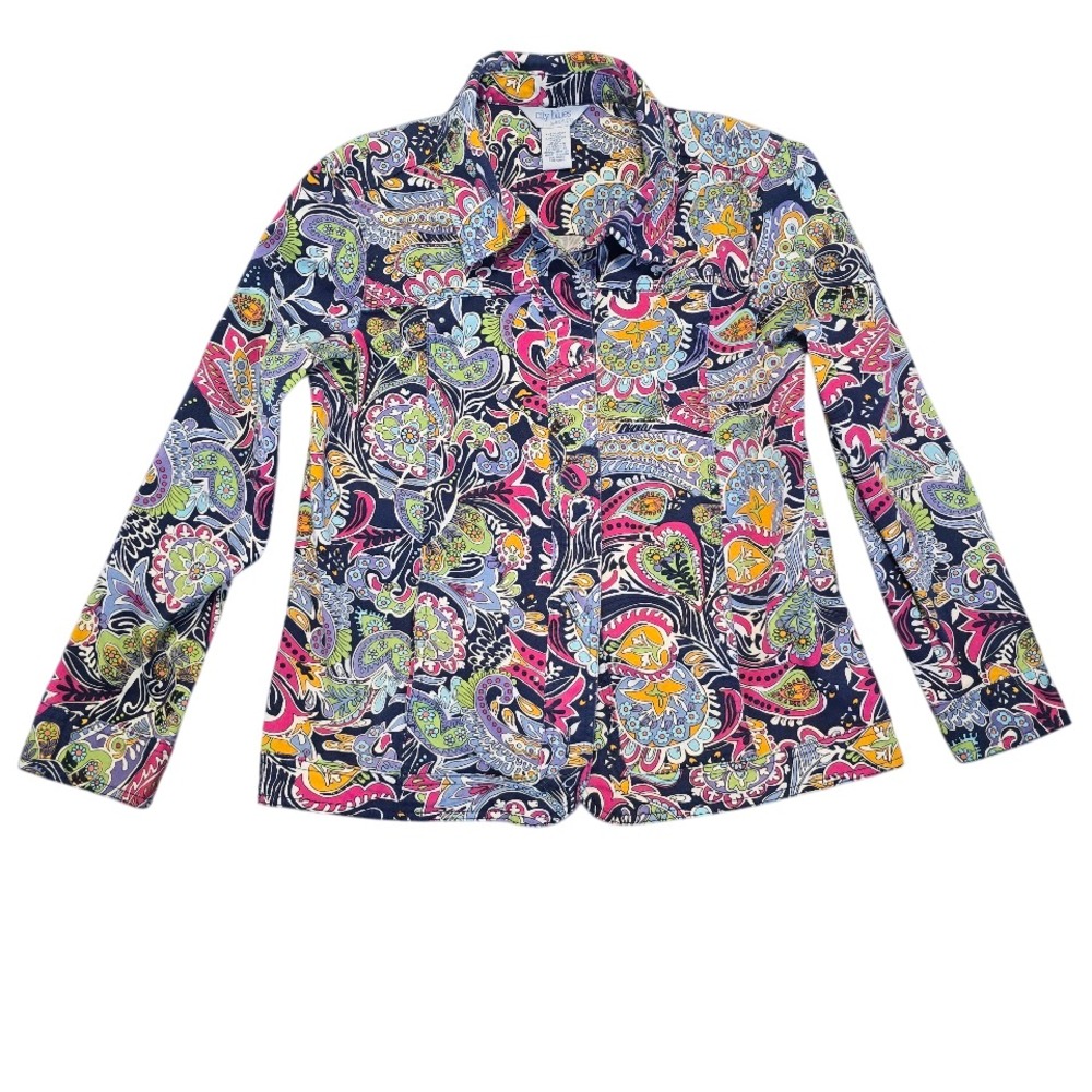 City Blues Koret Paisley Jacket Women Small Multicolor Boho Art To‎ Wear Stretch